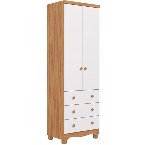 Guarda Roupa Infantil Bebê 2 Portas 3 Gavetas Branco Carvalho 100% MDF Júnior Móveis Peroba