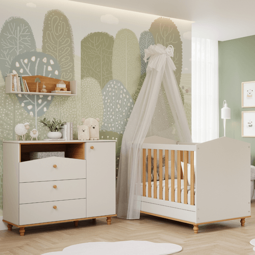 Quarto Bebê Completo Berço Americano Cômoda 1 Porta 100% MDF