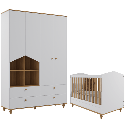 Quarto Bebê Completo Berço Americano Guarda-roupas 100% MDF