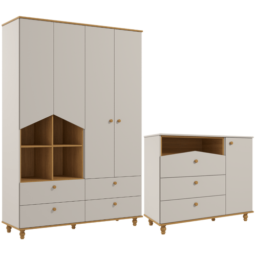 Quarto Bebê Completo Guarda-roupas Cômoda 1 Porta 100% MDF