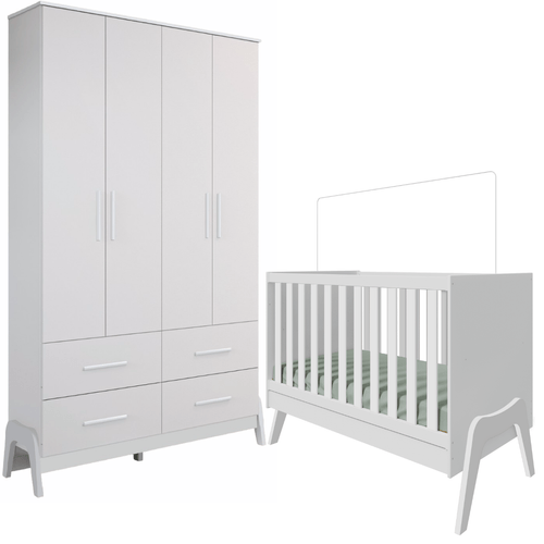 Quarto Bebê Completo Berço Americano Guarda Roupas 100% MDF Faura