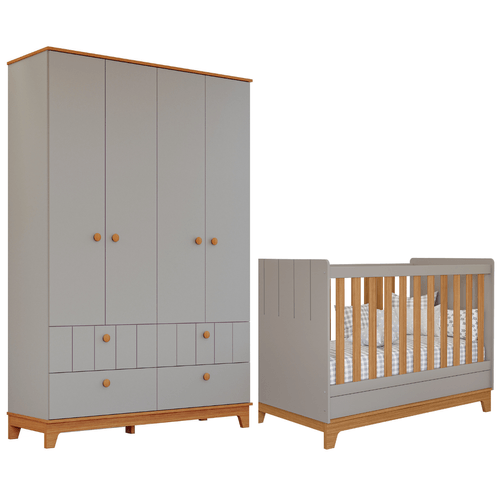 Quarto Bebê Completo Berço Americano Guarda Roupas Biscoito 100% MDF