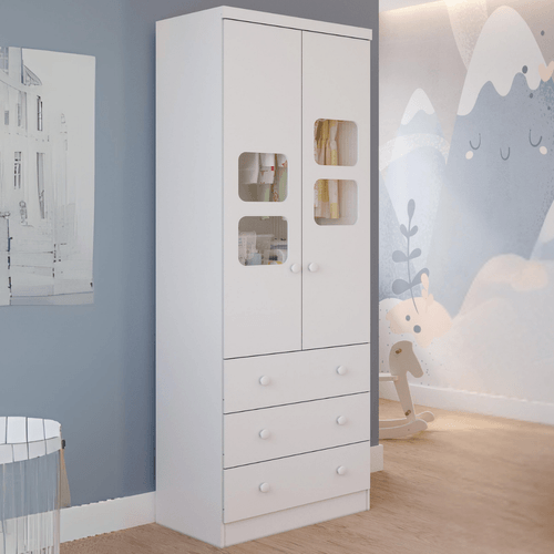 Guarda Roupa Infantil Uli 2 Portas 3 Gavetas 100% MDF Móveis Peroba