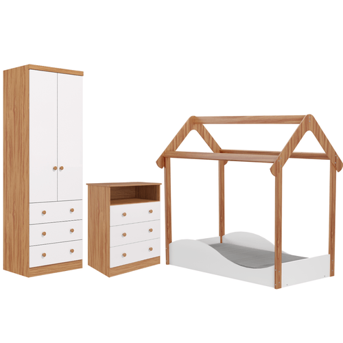 Quarto Infantil Completo Mini Cama Montessoriana Uli Guarda Roupas Smim Gaveteiro Smim 100% MDF