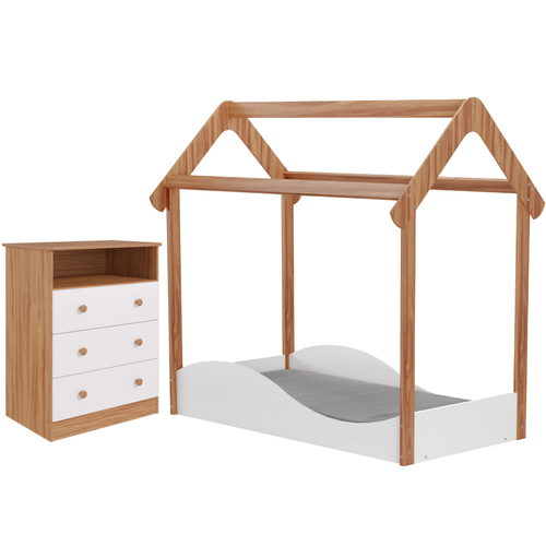 Quarto Infantil Completo Mini Cama Montessoriana Uli Gaveteiro Smim  3 Gavetas 100% MDF Perobas