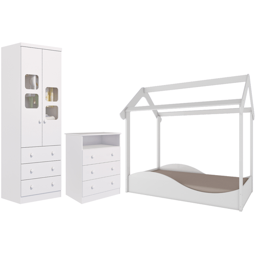 Quarto Infantil Completo Mini Cama Montessoriana Uli Guarda Roupas Uli Gaveteiro Smim 100% MDF