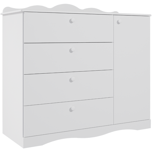 Cômoda Infantil Provençal 4 Gavetas 1 Porta Anti-Tombamento100% MDF