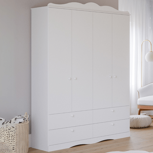 Guarda Roupas Infantil 4 Gavetas 4 Portas Provençal 100% MDF