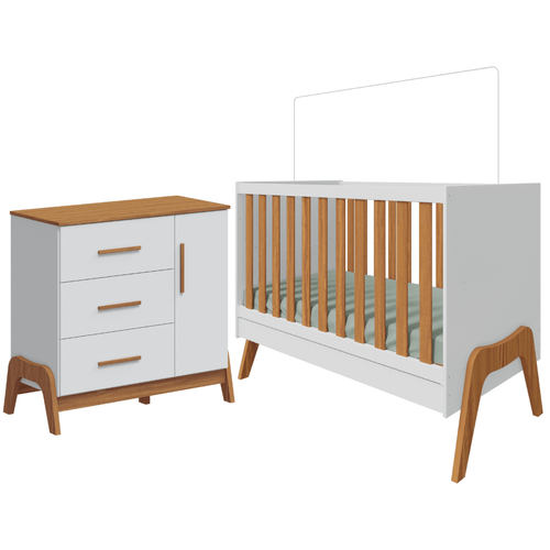 Quarto Bebê Completo Berço Americano Cômoda 1 Porta Arco Retrô 100% MDF